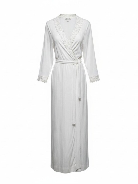 Dior Other - Vintage Christian Dior for I. Magnin White Lace Trim Lounge Robe • Pleated Wrap